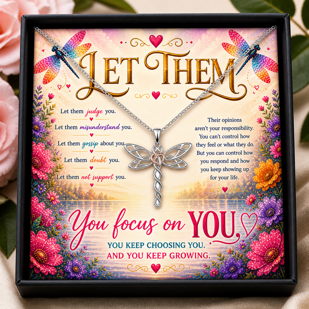 Let Them Dragonfly Necklace | Inspirational Gift for Her