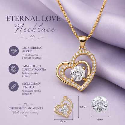 Eternal Love Necklace | Double Heart Necklace | Romantic Gift for Girlfriend