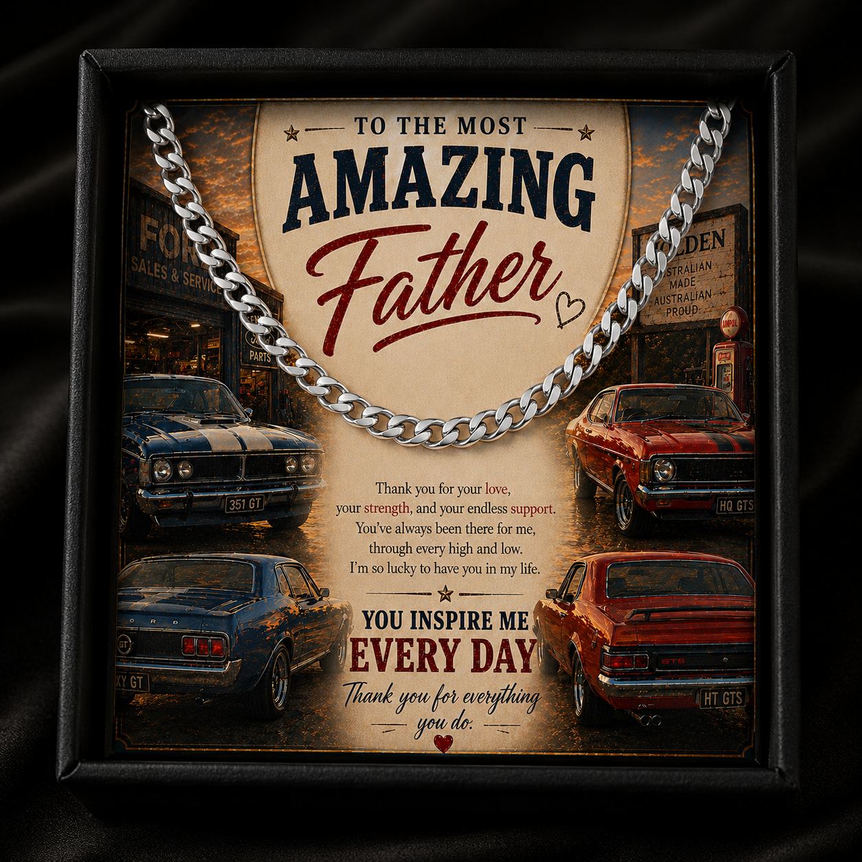 Classic Car Gift for Dad – Cuban Chain Necklace | To The Most Amazing Father