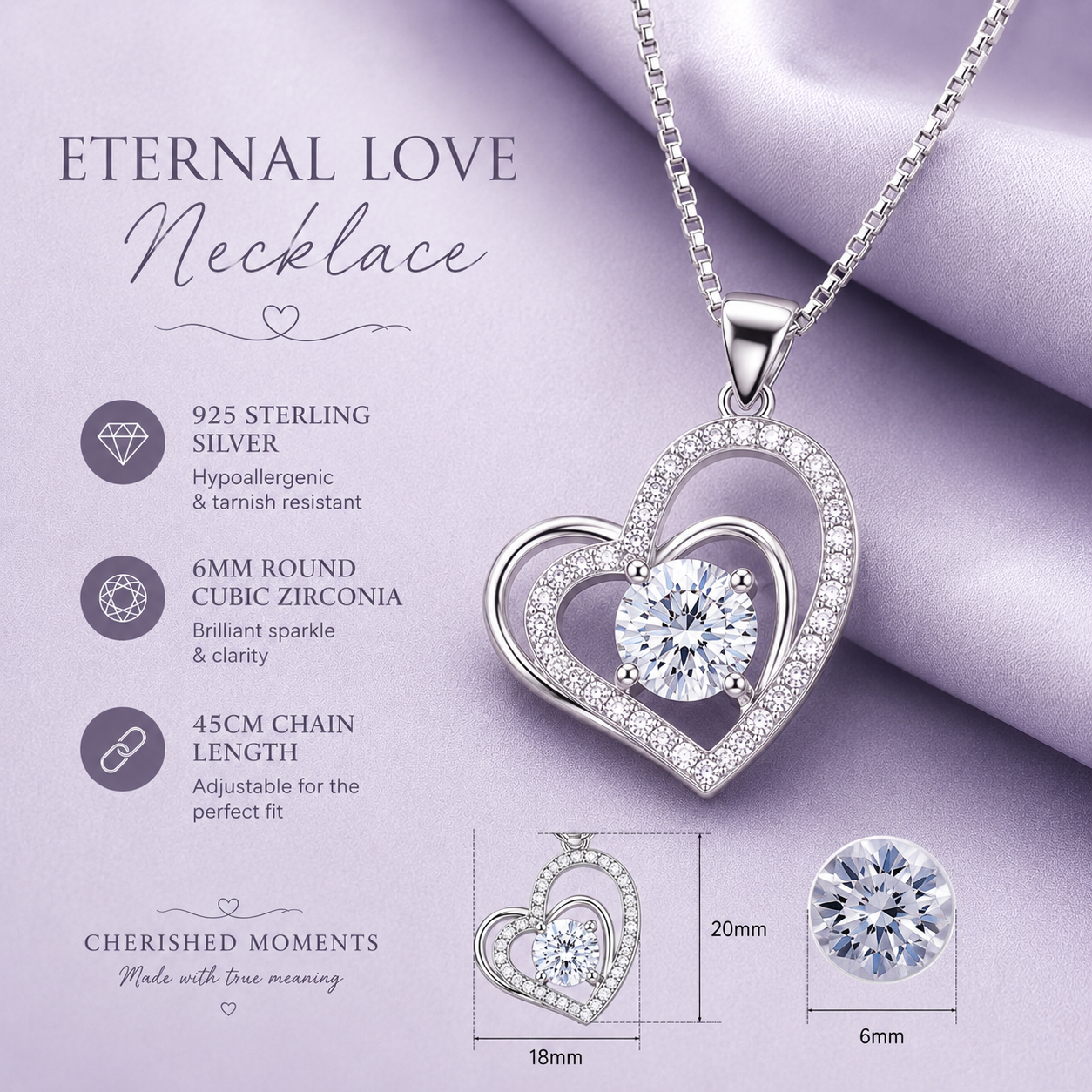 Eternal Love Necklace | Double Heart Necklace | Romantic Gift for Girlfriend