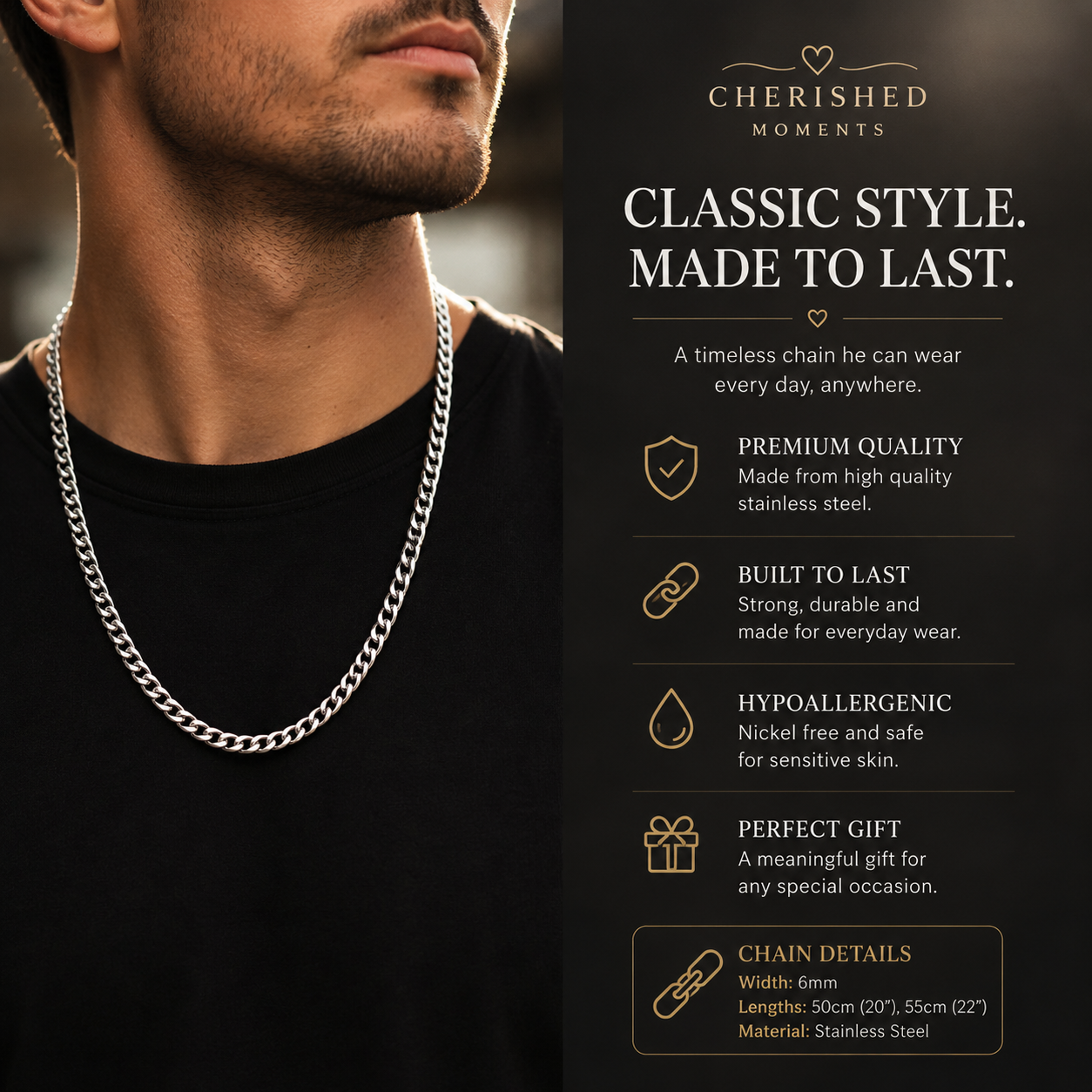 To My Husband Cuban Chain Necklace Gift – From Wife