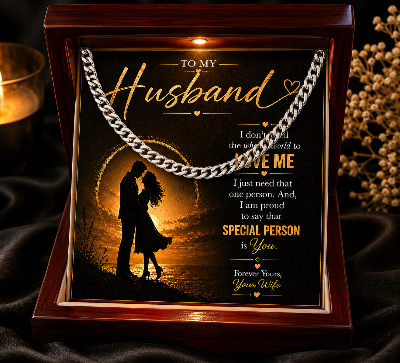 To My Husband Cuban Chain Necklace Gift – From Wife