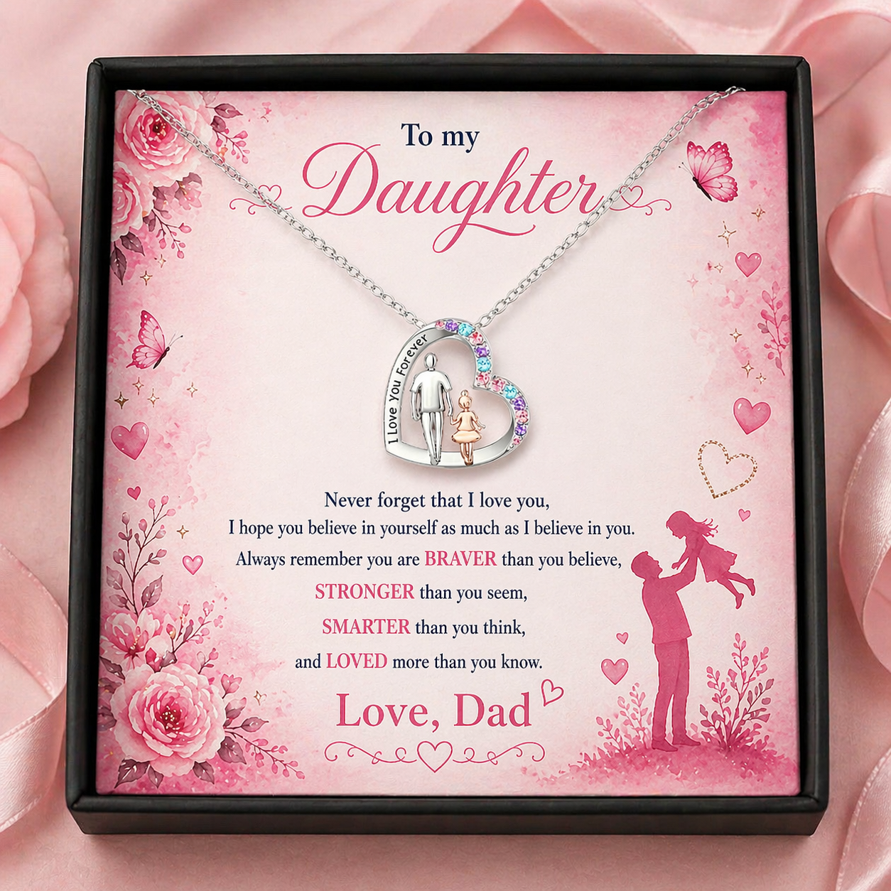 To My Daughter Necklace From Dad | I Love You Forever Heart Necklace | Daughter Gift