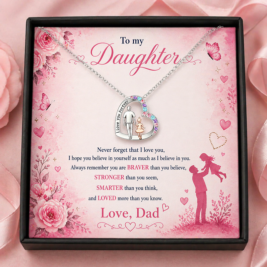 To My Daughter Necklace From Dad | I Love You Forever Heart Necklace | Daughter Gift