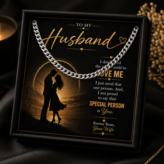 To My Husband Cuban Chain Necklace Gift – From Wife