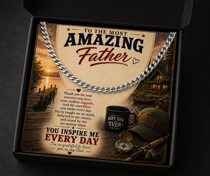 Fishing Gift for Dad – To The Most Amazing Father Cuban Chain Necklace
