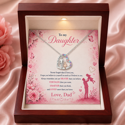 To My Daughter Necklace From Dad | I Love You Forever Heart Necklace | Daughter Gift