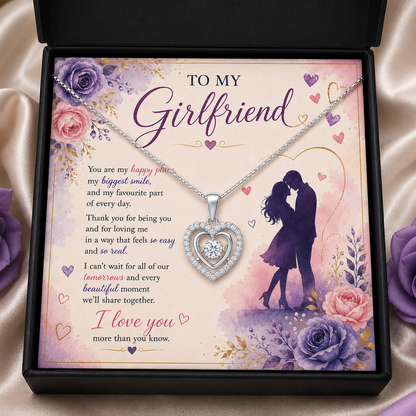 To My Girlfriend Necklace | Heart of Love Necklace | Romantic Gift for Her