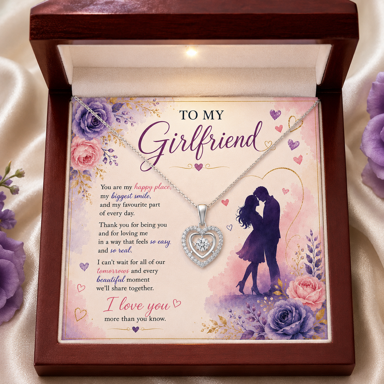 To My Girlfriend Necklace | Heart of Love Necklace | Romantic Gift for Her