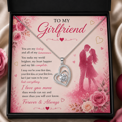 To My Girlfriend Necklace | Gold or Silver Heart Necklace | Romantic Gift for Her