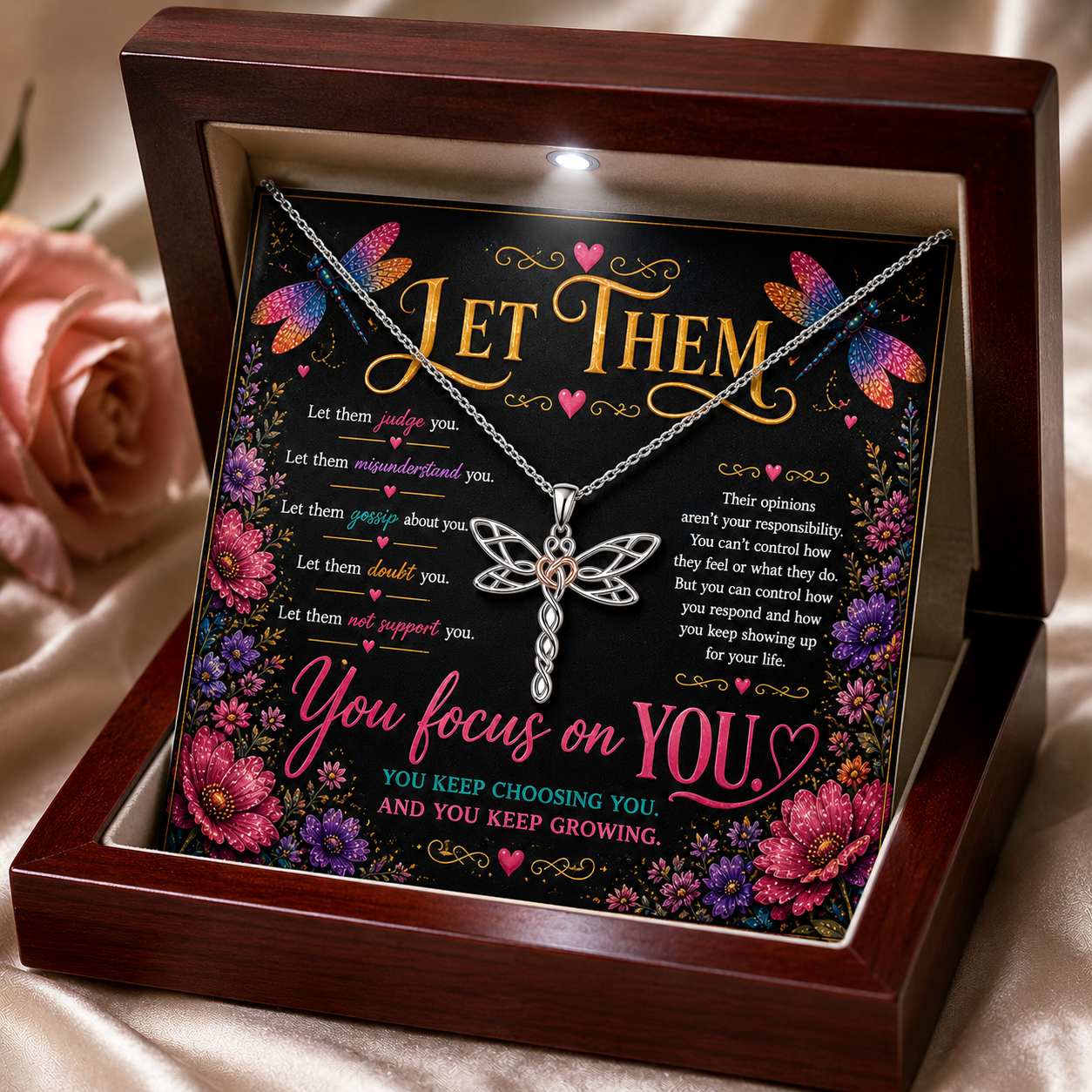 Let Them Dragonfly Necklace Gift Set | Black Luxury Edition