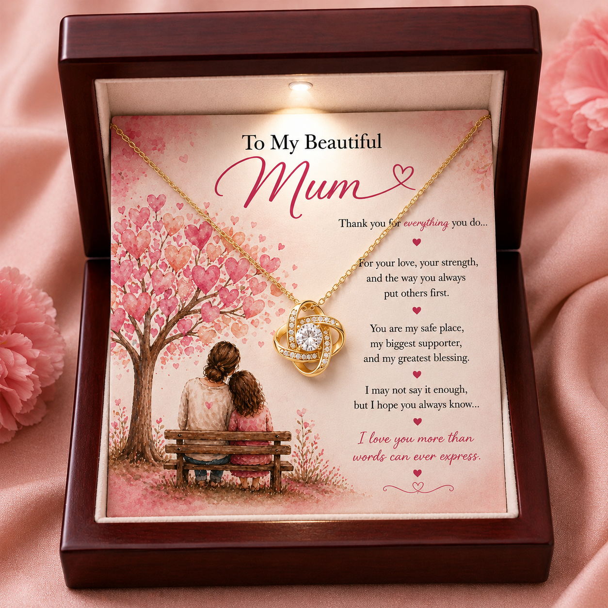 To My Beautiful Mum – Love Knot Necklace Gift | Meaningful Gift for Mum | Cherished Moments