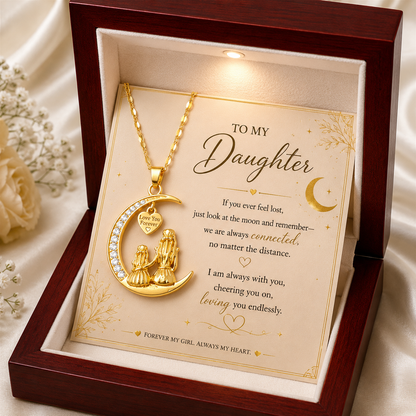 To My Daughter Moon Necklace | Love You Forever Gold Necklace