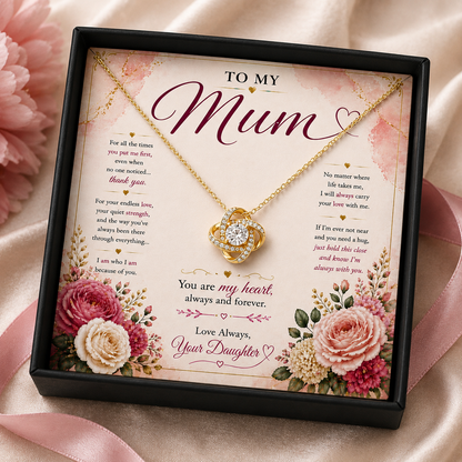 To My Mum – Love Knot Necklace Gift for Mum - Love Daughter