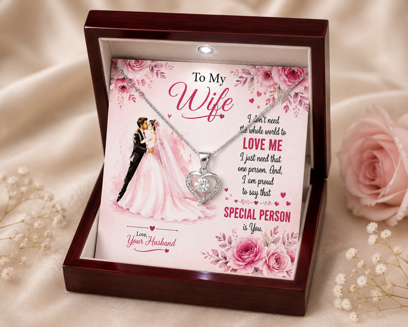 Wife necklace in luxury gift box