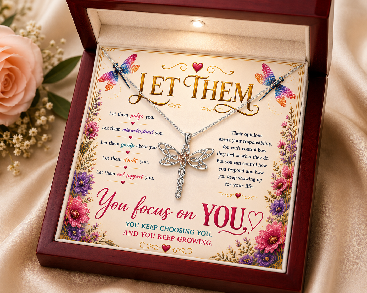 Let Them Dragonfly Necklace | Inspirational Gift for Her