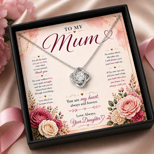 To My Mum – Love Knot Necklace Gift for Mum - Love Daughter