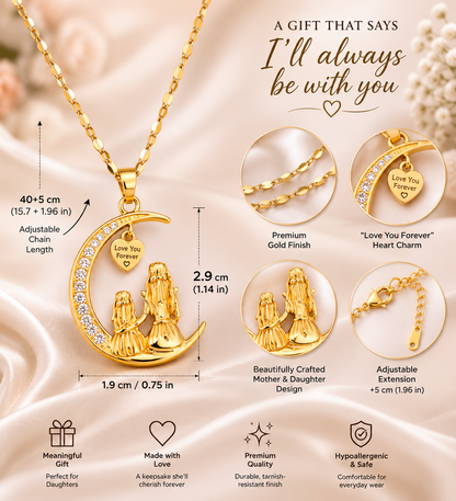 To My Daughter Moon Necklace | Love You Forever Gold Necklace